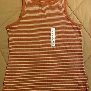 Nine West Brown Striped Knit Sleeveless Shell Top Women’s Size XL,